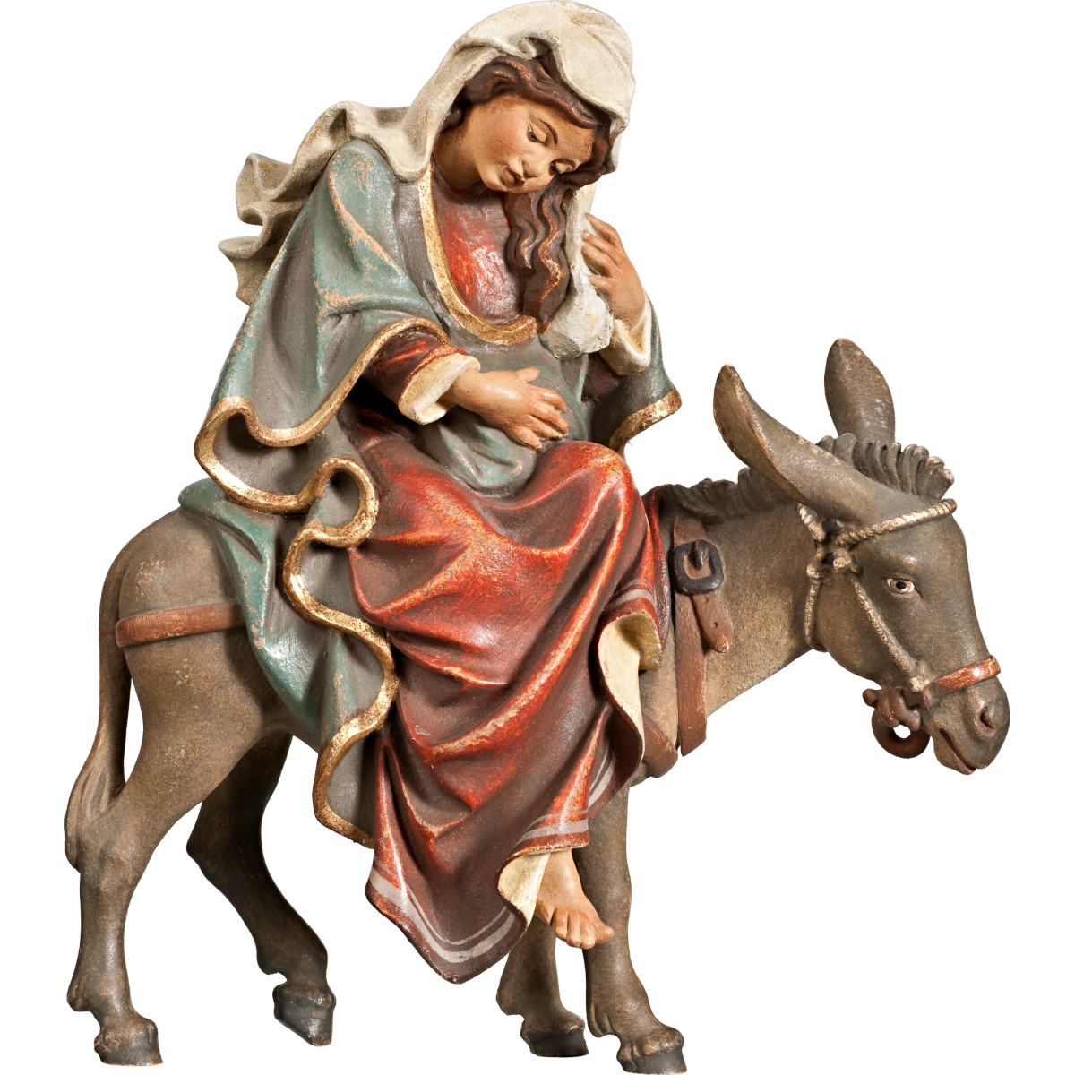 María en burro para búsqueda de albergue